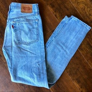 LEVIS 501 S Slim Fit Distressed Light Wash Jeans